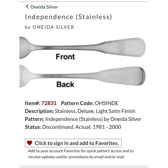 Oneida Silver Independence Stainless Butter Spreader Knife - Picture 2 of 4